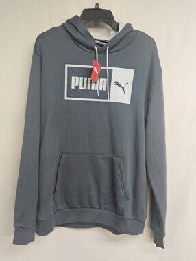 Puma Hoodie Adult X-Large Gray Skies White Split Logo Outdoors Sweatshirt